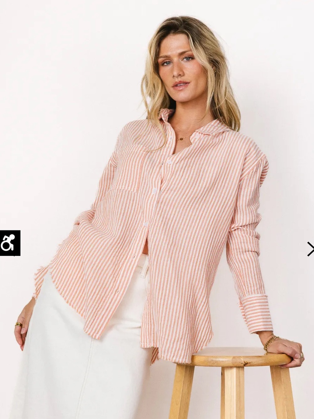 Relaxed orange Stripe Button-Down Shirt